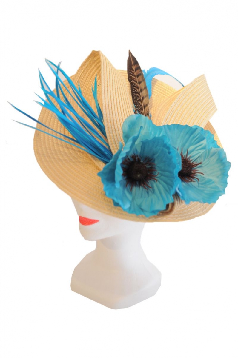 tocado flores turquesa